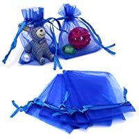 100pcs Bolsas de Organza de Regalo Bolsitas de Organza 7x9cm para Boda Favores- Joyas y Dulces (Azul real)